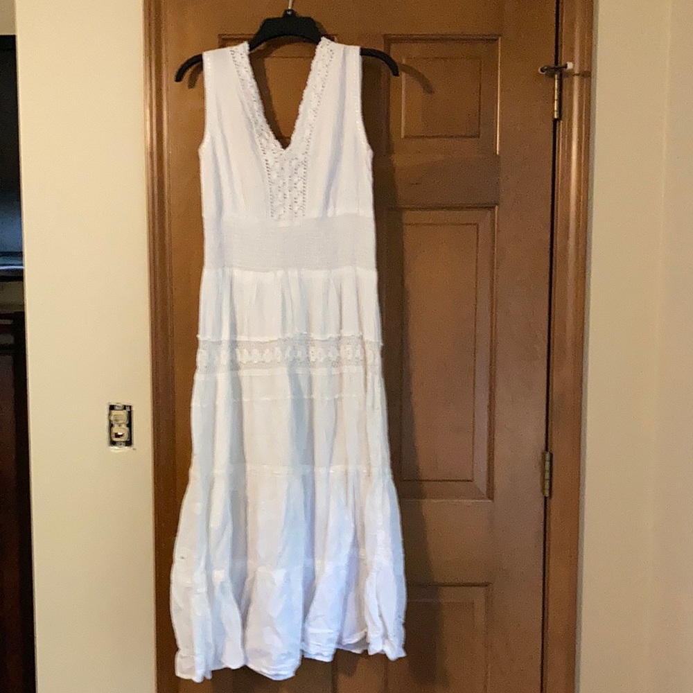 Brand new white sun dress with silver accents